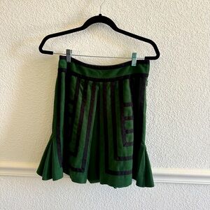 Anthropologie Green and Black Skirt Size 0